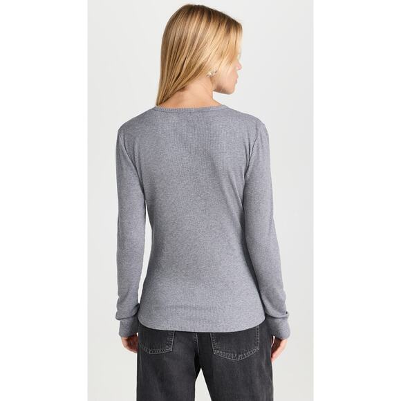 WSLY Rivington Ribbed Long Sleeve Top - M - Heather Grey - Picture 4 of 7